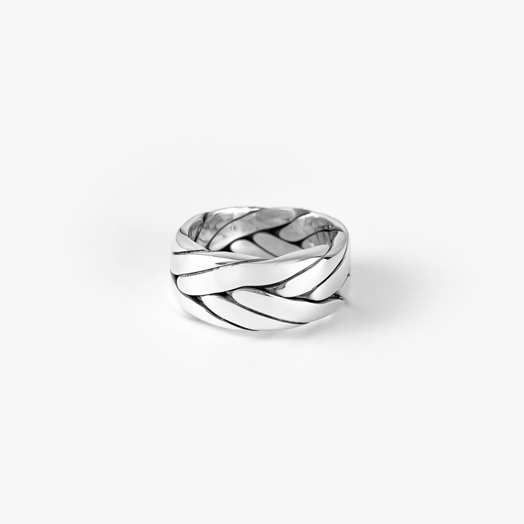 Heavy Woven Band Silver Ring