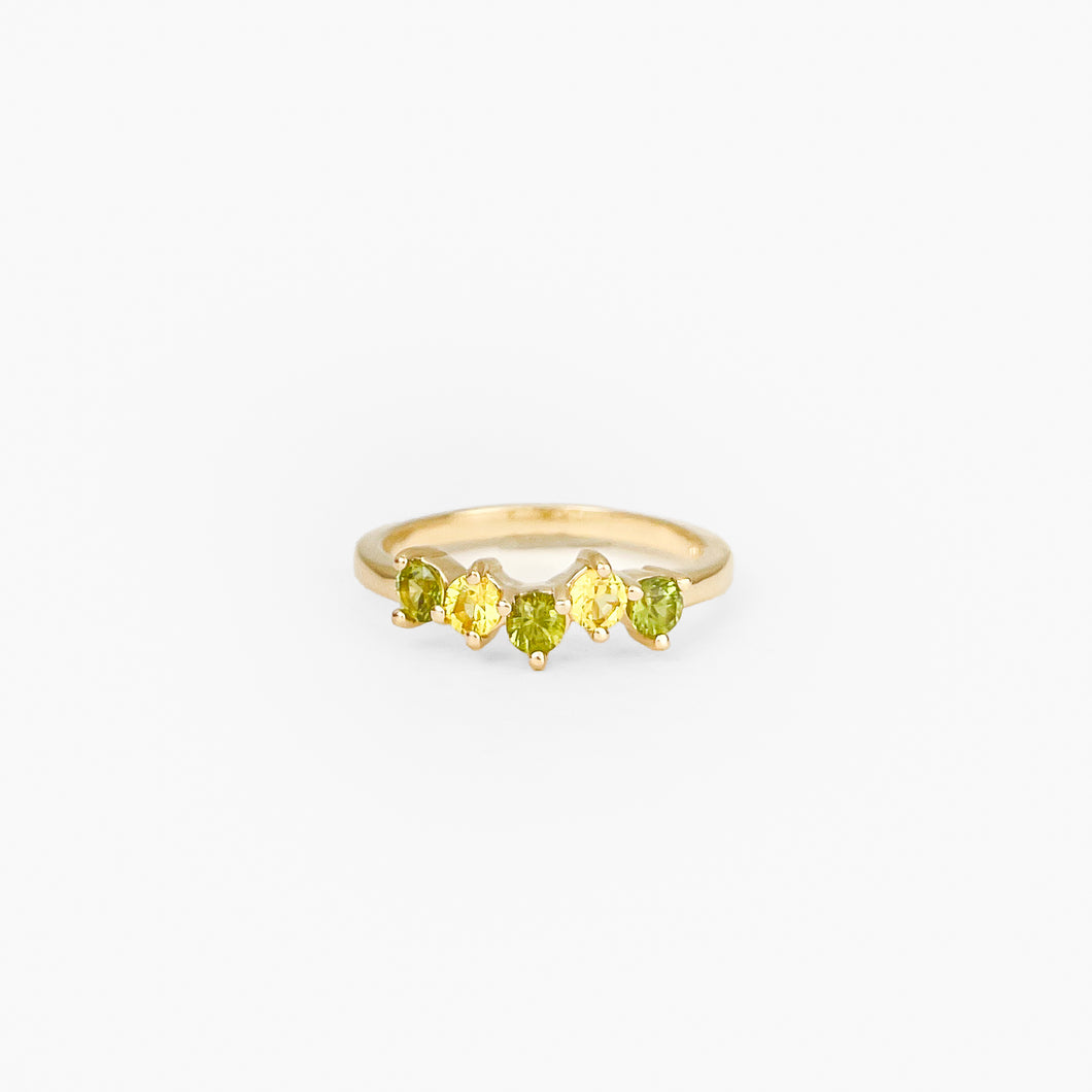 Yellow and Green Sapphire Yellow Gold Ring