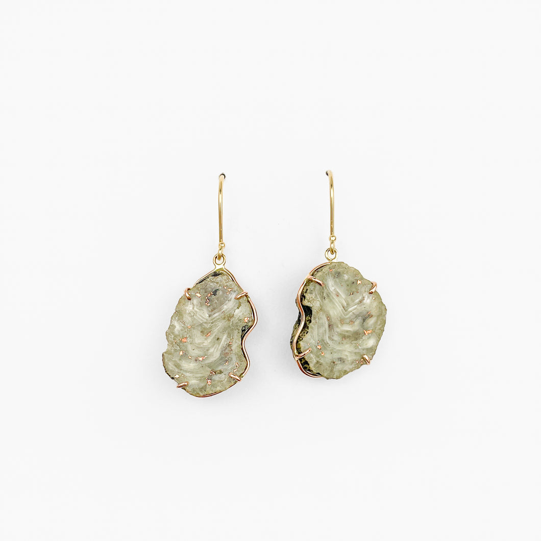 Copper Agate Two Tone Gold Earrings-Medium