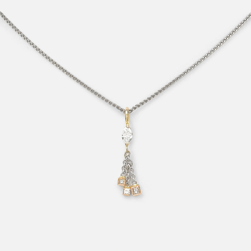 Diamond Marquise Tri-tone Gold Pendant