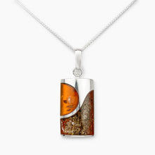 Load image into Gallery viewer, Amber Rectangle Swirl Silver Pendant
