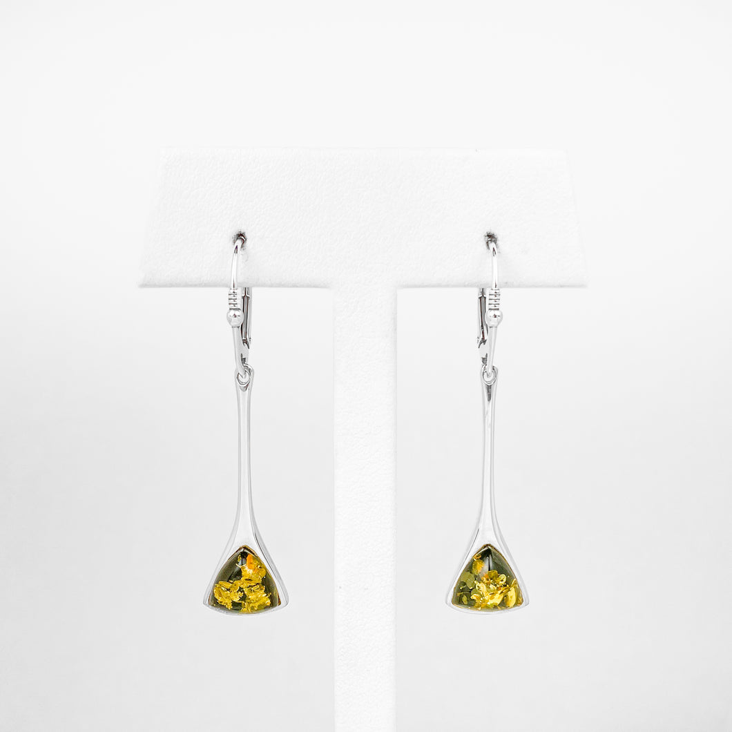 Amber Triangular Silver Drop Earrings