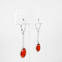 Load image into Gallery viewer, Amber Oval Silver Drop Earrings
