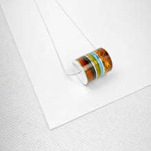 Load image into Gallery viewer, Amber, Turquoise and Black Onyx Cylinder Silver Necklace
