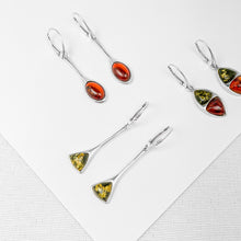 Load image into Gallery viewer, Amber Oval Silver Drop Earrings
