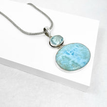 Load image into Gallery viewer, Blue Topaz and Larimar Silver Pendant
