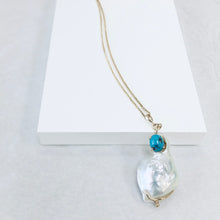 Load image into Gallery viewer, Pearl and Turquoise Yellow Gold Pendant
